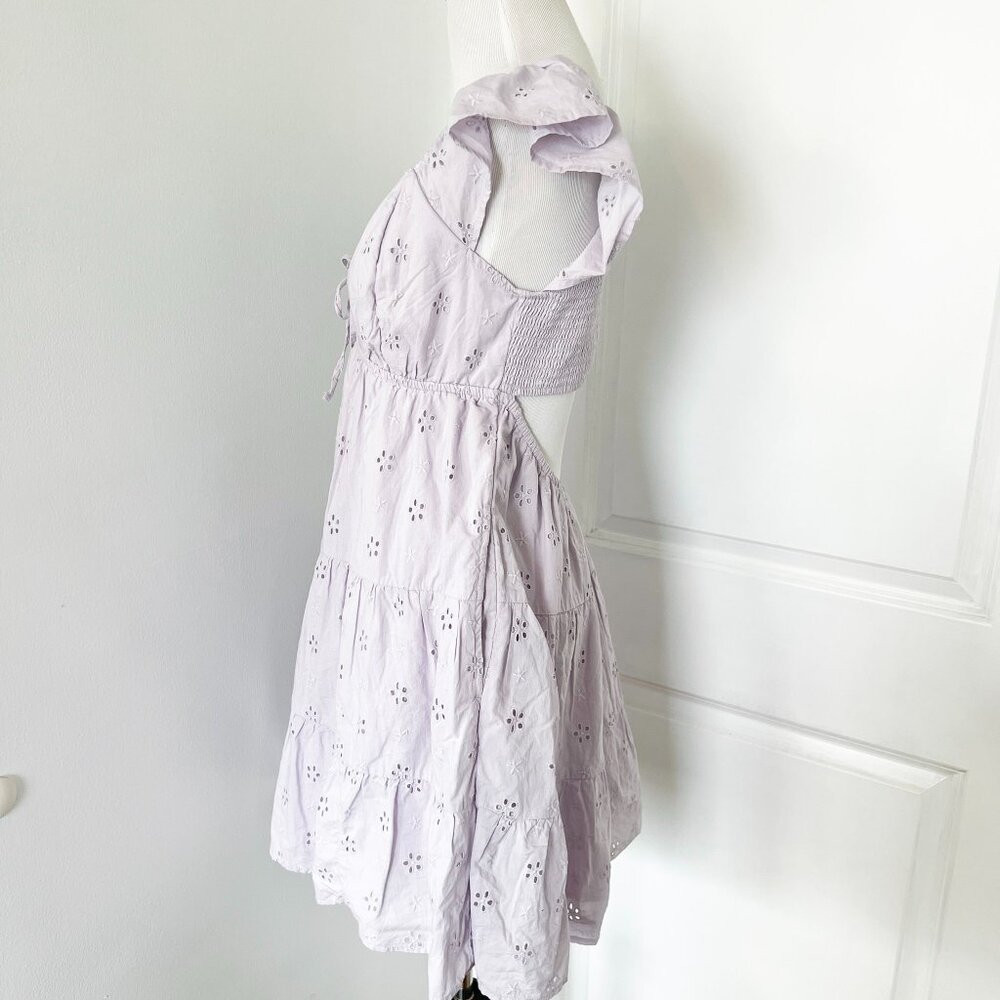 Hollister Pastel Lavender Eyelet Mini Babydoll Dress - Picture 5 of 6